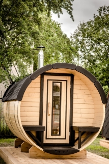 Chalets en forme de tonneau couchage ou sauna - M Le bois